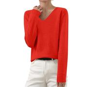 TURWXGSO Ladies Jumpers V Neck Long Sleeve Knitted Sweater Plain Pullover Tops Casual Loose Jumper Breathable Lightweight Sweaters Athletic Sweatshirt Comfy Work Tops