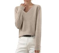 TURWXGSO Ladies Jumpers V Neck Long Sleeve Knitted Sweater Plain Pullover Tops Casual Loose Jumper Breathable Lightweight Sweaters Athletic Sweatshirt Comfy Work Tops
