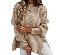 TURWXGSO Ladies Sweaters Plain Knit Jumper Classic Long Sleeve Crew Neck Pullover Versatile Ribbed Warm Cashmere Sweater Loose Sweatshirts Womens Tops for Everyday & Smart Casual