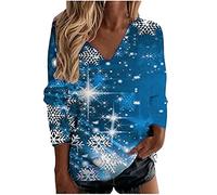 TURWXGSO Ladies Xmas Jumpers Santa Funny Snowflake Outfit Wine Glass Printed Long Sleeve Christmas Pullover T Shirts Xmas Holiday Jumper V Neck Festive Top Smart Casual Tunic Blouse