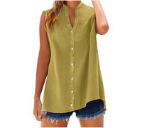 TURWXGSO Line Vest Tops Women UK V Neck Sleeveless Button Shirts Long Tunic Tank Tops Summer Solid Shirts Oversized T Shirts Dressy Casual Tee Trendy Blouses Besch Holiday Vest