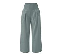 TURWXGSO Linen Pants for Women, Women Summer High Waisted Cotton Linen Palazzo Pants Wide Leg Long Lounge Pant Trousers