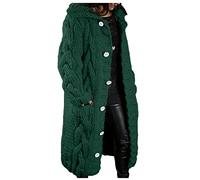 TURWXGSO Long Cardigans for Women UK Button Up Chunky Knit Cardigan Oversized Open Front Jumper Coats Long Sleeve Cosy Casual Overcoats Lounge Wear Autumn Winter Outerwear Sweater
