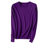 TURWXGSO Long Sleeve Tops Women Jumpers Lightweight Knit Sweater Crew Neck T-Shirts Tunic Thermal Tops Womens Casual Loose Blouses Solid Color Knitted Pullover Tops Tee Shirt