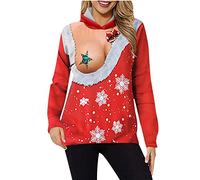 TURWXGSO Mens Women Ugly Christmas Jumper Printed Sweatshirt Long Sleeve Tunic Tops Novelty Rude Crude Joke Shirts Unisex Festive Round Neck Shirt Funny Pullover Sweaters for Xmas Holiday Party