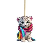 TURWXGSO Novelty Decorations Cute Snow Leopard Baby Christmas Decoration Pendant Snow Leopard Acrylic Home Decoration Car Christmas