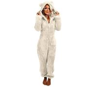 TURWXGSO Onesies For Women UK Clearance Winter Warm Comfy Fleece Pyjamas Soft Cozy Nightwear For Women Fluffy Fleece Onesie Jumpsuit Pajamas With Cat Ear Hood One Piece Pyjamas Lounge Wear