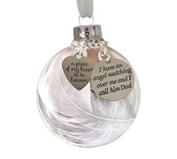 TURWXGSO Ornaments Christmas Ornaments Feathers Ball A Piece Of My Heart Is In Heavens Memorial Christmas Decorations for Wedding Party