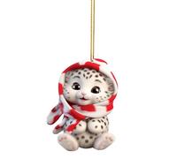 TURWXGSO Outdoor Christmas Decorations Cute Snow Leopard Baby Christmas Decoration Pendant Snow Leopard Acrylic Home Decoration Car for Evening Party