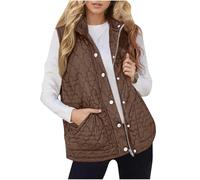 TURWXGSO Padded Gilet for Women UK Lightweight Body Warmer Zip Button Waistcoat Winter Thermal Quilted Gilet Sleeveless Coat Softshell Vests Waterproof Windproof Sports Vest