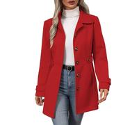TURWXGSO Pea Coats for Women UK Elegant Casual Women's Winter Overcoat Mid-Long Lapel Collar Single Breasted Coat Warm Outerwear Slim Fit Tailored Blazer with Pockets Belt