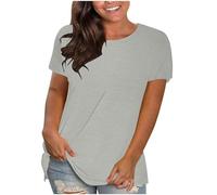 TURWXGSO Plus Size T Shirts for Women Clearance Crew Neck Short Sleeve Blouses Casual Tunic Tops Basic Tee Shirts Loose Fit Pullover Tops Solid Color Summer Blouses Elegant Ladies T-Shirts