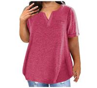 TURWXGSO Plus Size Tops for Women 14-28 UK Baggy Short Sleeve T Shirts Solid Basic Tee Shirts Summer V Neck Tunic Top Ladies T-Shirts Athletic Workout Tshirts Pullover