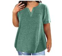 TURWXGSO Plus Size Tops for Women 14-28 UK Baggy Short Sleeve T Shirts Solid Basic Tee Shirts Summer V Neck Tunic Top Ladies T-Shirts Athletic Workout Tshirts Pullover