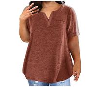 TURWXGSO Plus Size Tops for Women 14-28 UK Baggy Short Sleeve T Shirts Solid Basic Tee Shirts Summer V Neck Tunic Top Ladies T-Shirts Athletic Workout Tshirts Pullover