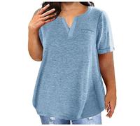 TURWXGSO Plus Size Tops for Women 14-28 UK Baggy Short Sleeve T-Shirts Solid Basic Tee Tunic Top Ladies Athletic Workout Pullover