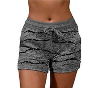 TURWXGSO Shorts Womens UK Clearance Summer Casual Loose Fit Elastic Drawstring Waist Printed Shorts with Pockets,Ladies Lightweight Athletic Gym Jogger Pants