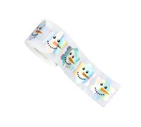 TURWXGSO Tree Decorations Christmas Optical Maser Snowman Round Christmas Decoration Sealing 1 Inch Sticker Label Gifts for Craft New Years Wedding Party Home Decor