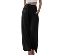 TURWXGSO Wide Leg Trousers for Women Drawstring High Waisted Pants Ladies Summer Trousers Solid Color Pleated Pants Flowy Wide Leg Beach Pants