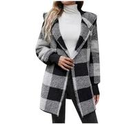 TURWXGSO Winter Cardigans for Women UK Warm Women's Checkered Long Sleeve Fleece Plush Loose Cardigan Jacket Coat Cozy Oversized Open Front Cover Up Blouse Shirt Tunic UK Size 8-16