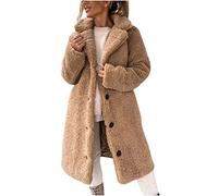 TURWXGSO Winter Coats for Women UK Fleece Sherpa Long Jacket Warm Winter Fluffy Teddy Coats Thermal Plush Collar Outwear Oversized Button Cardigan Casual Mid Length Overcoat Plus Size