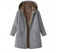 TURWXGSO Winter Coats for Women UK Vintage Women's Fleece Jacket Autumn Winter Oversized Hooded Fleece Lined Long Sleeve Zip Cozy Coat with Pockets Warm Outerwear for Casual Streetwear