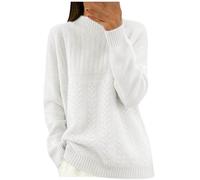 TURWXGSO Winter Jumpers for Women UK Oversized Mockneck Cable Knit Sweaters Solid Color Comfy Casual Jumper Long Sleeve Thermal Top Warm Knitwear Activewear Pullover