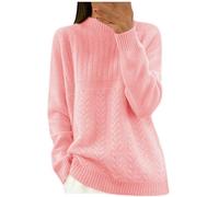 TURWXGSO Winter Jumpers for Women UK Oversized Mockneck Cable Knit Sweaters Solid Color Comfy Casual Jumper Long Sleeve Thermal Top Warm Knitwear Activewear Pullover