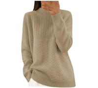 TURWXGSO Winter Jumpers for Women UK Oversized Mockneck Cable Knit Sweaters Solid Color Comfy Casual Jumper Long Sleeve Thermal Top Warm Knitwear Activewear Pullover