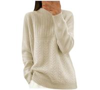 TURWXGSO Winter Jumpers for Women UK Oversized Mockneck Cable Knit Sweaters Solid Color Comfy Casual Jumper Long Sleeve Thermal Top Warm Knitwear Activewear Pullover
