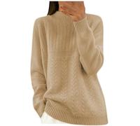 TURWXGSO Winter Jumpers for Women UK Oversized Mockneck Cable Knit Sweaters Solid Color Comfy Casual Jumper Long Sleeve Thermal Top Warm Knitwear Activewear Pullover
