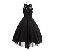 TURWXGSO Women Dresses Halloween Costume Sleeveless Lace Sexy Tunic Solid Color Gothic Dress Elegant Vintage Medieval Renaissance Steampunk Party Cocktail Swing A-line Dress