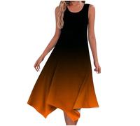 TURWXGSO Womens Casual Dresses UK Elegant Gradient Color Printed Relaxed Bohemia Dress Summer A Line Boho Maxi Dress Crew Neck Pleated Daily Long Bohemia Dress Clearance