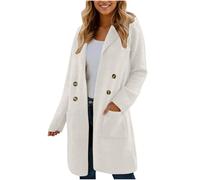 TURWXGSO Women's Coats Winter Overcoat Casual Jackets for Women Wool Blend Coat Solid Color Long Sleeve Button Front Single Breasted Trench Coat with Pocket Autumn Winter Tailored Outerwear