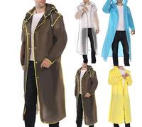 TURWXGSO Womens Long Waterproof Coat with Hood Reusable EVA Hooded Ponchos Adults Packable Rain Jacket Windbreaker Lightweight Rain Poncho for Festivals Sports Hiking