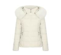 TURWXGSO Womens Puffer Jacket wth Faux Fur Hood Quilted Jackets Women's Autumn Winter Solid Color Hooded Coat Slim Fit Long Sleeve Padded Jacket Casual Warm Parka Outerwear wth Pockets