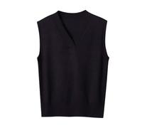 TURWXGSO Women's Sleeveless Jumpers Knitted Gilets Plain V Neck Tank Tops Loose Ribbed Vest Sweater Elegant Casual Pullover Knitwear Sweatshirts Vintage SHIRTS Plus Size UK 8-20