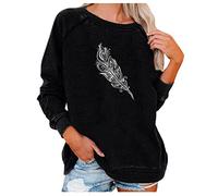 TURWXGSO Women's Tops Autumn Clothes Running Workout T-shirt Casual Lightweight Loose Sweatshirt Round Neck Floral Print Jumpers Long Sleeve Hoodies Sweater Sportwear Halloween