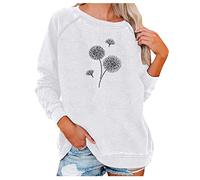 TURWXGSO Women's Tops Autumn Clothes Running Workout T-shirt Casual Lightweight Loose Sweatshirt Round Neck Floral Print Jumpers Long Sleeve Hoodies Sweater Sportwear Halloween