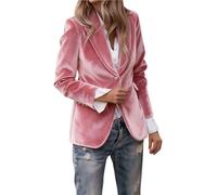 TURWXGSO Women's Velvet Blazer Jacket Business Casual Suit Jackets Button Up Lapel Long Sleeve Blazers Cozy Soft Work Office Coats Dressy Cardigan Nights Out Party Outerwear Shirt