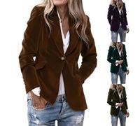 TURWXGSO Women's Velvet Blazer Jacket Business Casual Suit Jackets Button Up Lapel Long Sleeve Blazers Cozy Soft Work Office Coats Dressy Cardigan Nights Out Party Outerwear Shirt