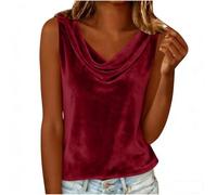 TURWXGSO Women's Velvet Vest Tops UK Draped Cowl Neck Sleeveless Tank Camisole Soft Solid Color Loose Fit Blouses Elegant Dressy Casual Summer Work Party Evening Shirts