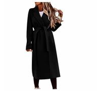 TURWXGSO Women's Winter Coats Casual Loose Belted Trench Jackets Notch Lapel Midi Long Woolen Coat Smart Overcoat Elegant Long Sleeve formal Outerwear Winter Mac Ladies Cardigan UK