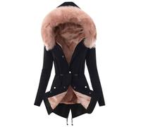 TURWXGSO Womens Winter Coats Warm Padded Puffer Jackets with Furry Hood Zipper Button Quilted Down Jacket Thickened Waterproof Windproof Outerwear Ladies Parkas Overcoat Walking