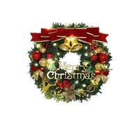 TURWXGSO Xmas Decorations Christmas Wreath Faux Christmas Wreath With Bells And Text Card Also Embellished With Balls Deer And Flowers Merry Door Decorations Decor