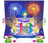 Turypaty Happy 13th Birthday Music Card Gifts Pop Up 3D Cake Firework Light | Happy Birthday Song Music, Blow Out Candle Light, Blue Funny 13th Birthday Card Gifts Party Decor Boys, Girls, Son, Friends
