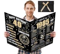 Turypaty Large 40th Birthday Card With Envelope for Men Women, 1984 Black Gold Happy Giant Guest Signature Book Gifts, Big Vintage Greeting Decoration Party Supplies, 14 * 22 inch (SYC290)