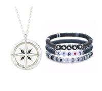 TURYYUER Stray Kids Necklace Bracelet Set - Essential Stray Kids Merch for Kpop Fans, Perfect and Collectible, M, Plastic Plastic polymer clay