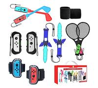 TUSAUW Switch Sports Accessories 12 In 1 Kit Switch Sports Accessories Bundle for Nintendo Switch Sports Game, Tennis Rackets,Sword Grips,Golf Clubs, Leg Strap，Wrist Strap，Comfort Grip (12 in 1)