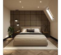 Tuscan Chevron Natural Oak Acoustic Wall Tiles Wrapped Slat Pvc - 4 Pack - Each Tile 240 X 60Cm